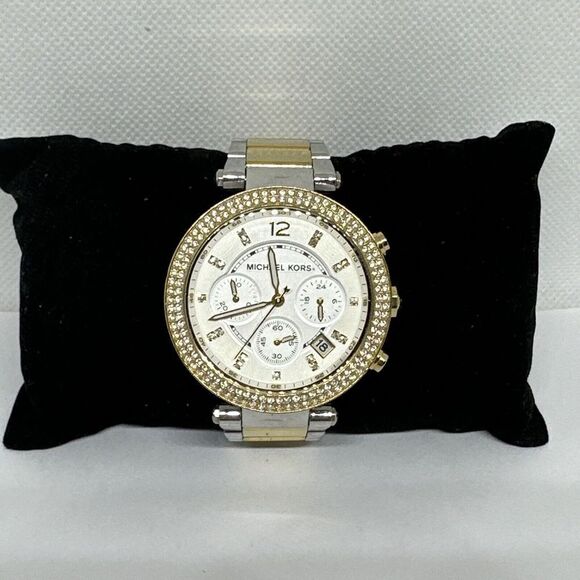 Michael Kors Parker MK5626 Women's Two-Tone Glitz Analog Dial Quartz Watch NUL46 - Picture 1 of 11